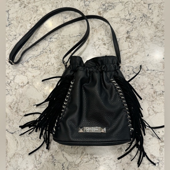 Jessica Simpson black fringe crossbody bag - Picture 1 of 13